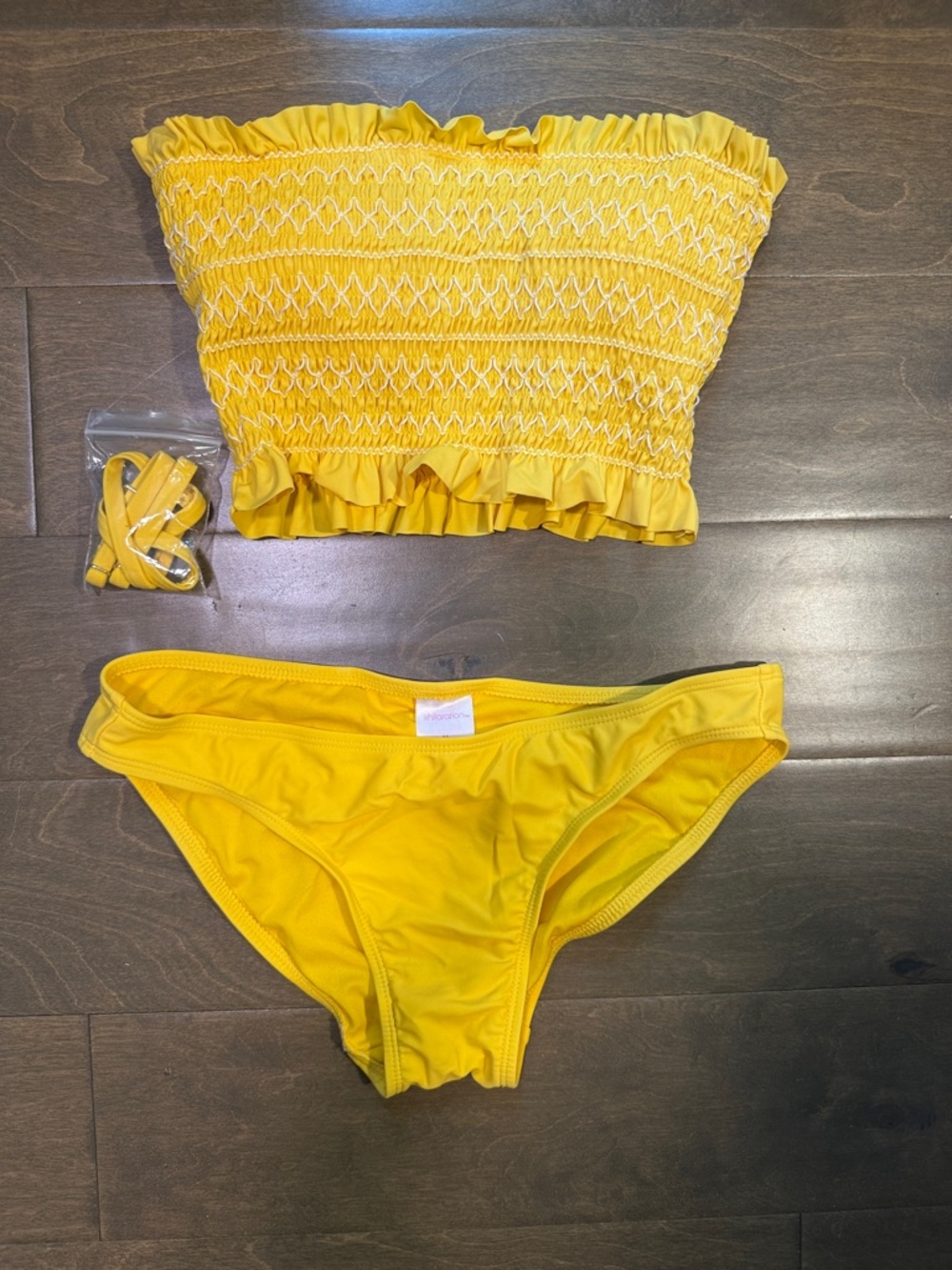 Yellow Smocked Ruffle Bikini Set